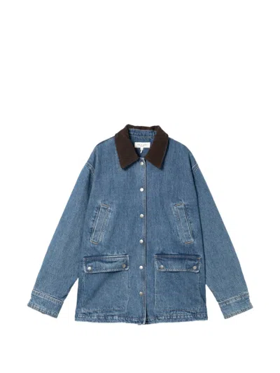 Rag & Bone Corduroy-collar Denim Jacket In Blue