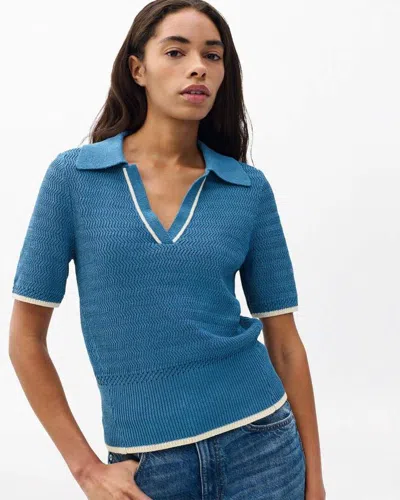 Rag & Bone Costi Knit Polo Shirt In Blue