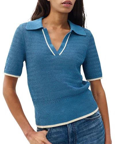 Rag & Bone Costi Short Sleeve Polo In Blue