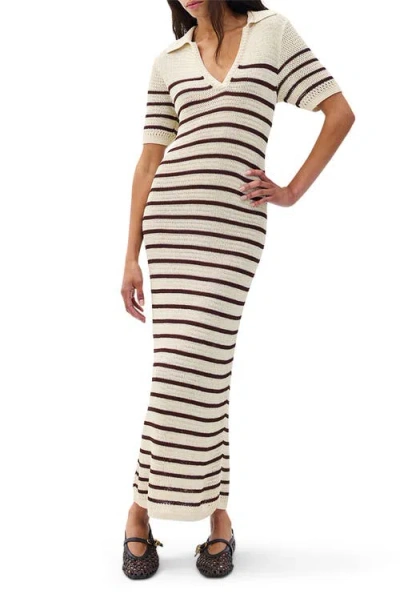 Rag & Bone Costi Stripe Cotton Blend Polo Dress In White