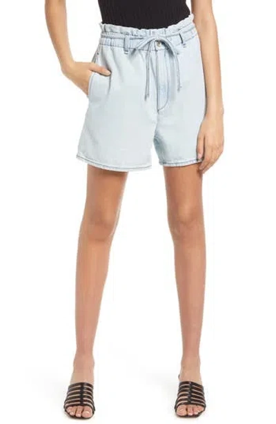 Rag & Bone Cotton & Linen Denim Shorts In Blue