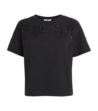 Rag & Bone Cotton Beaded Kelly T-shirt In Black