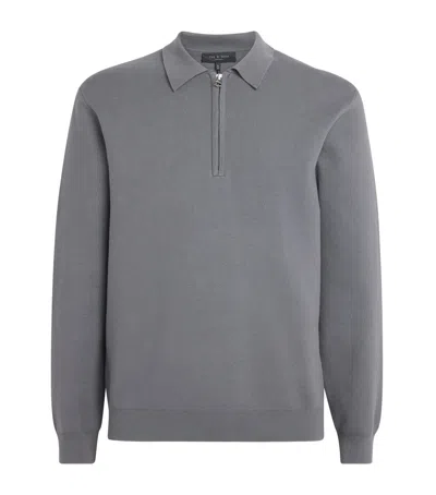 Rag & Bone Cotton Quarter-zip Polo Shirt In Grey