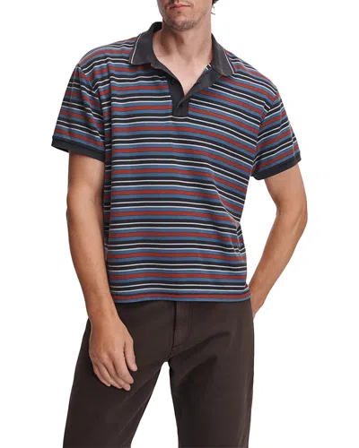 Rag & Bone Cotton Stripe Pique Polo Shirt In White