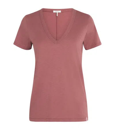 Rag & Bone Cotton The Slub Vee T-shirt In Pink