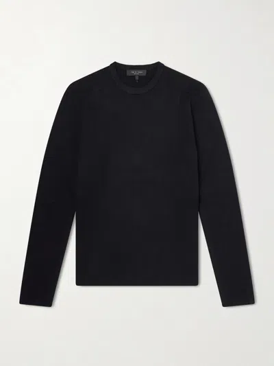 Rag & Bone Harvey Crewneck Cotton Blend Sweater In Black