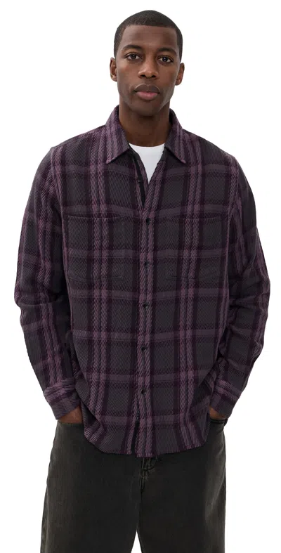 Rag & Bone Cpo Twill Plaid Shirt Prffx In Purple