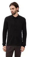 Rag & Bone Crawford Cashmere Blend Button Up Dkbrn In Black
