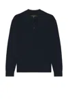 Rag & Bone Crawford Cashmere Blend Long Sleeve Polo In Blue