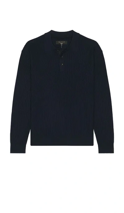 RAG & BONE CRAWFORD CASHMERE BLEND LONG SLEEVE POLO