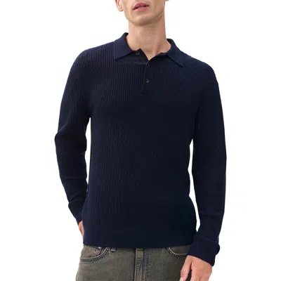 RAG & BONE RAG & BONE CRAWFORD LONG SLEEVE WOOL & CASHMERE SWEATER POLO