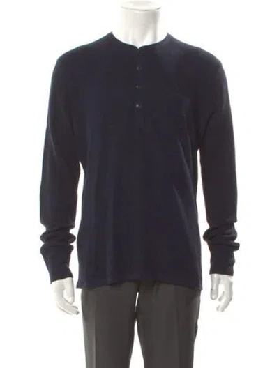 Pre-owned Rag & Bone Crew Neck Long Sleeve Cardigan In Blue