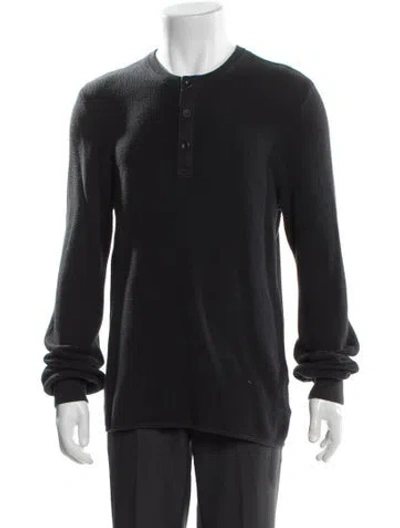 Pre-owned Rag & Bone Crew Neck Long Sleeve Polo Sweater In Black
