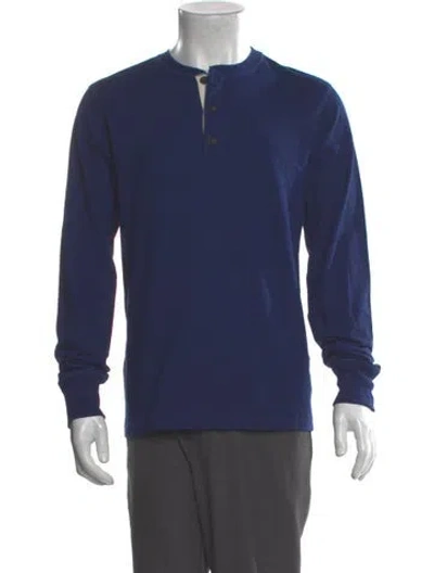 Pre-owned Rag & Bone Crew Neck Long Sleeve Polo Sweater In Blue