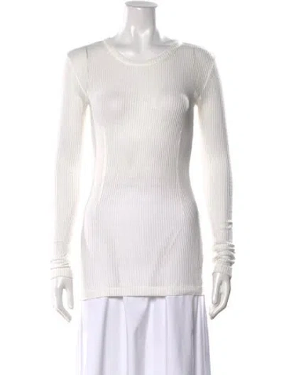Pre-owned Rag & Bone Crew Neck Long Sleeve Top In White
