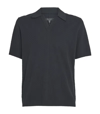 Rag & Bone Crochet Polo Shirt In Black