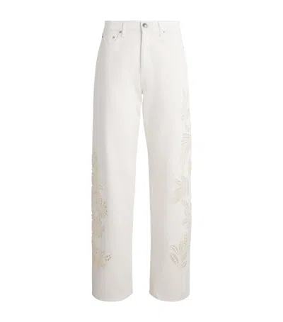 Rag & Bone Crochet Shea Straight Jeans In White