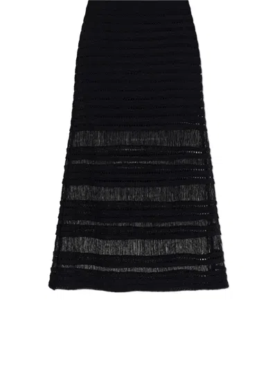Rag & Bone Crochet-knit Fringed Skirt In Black