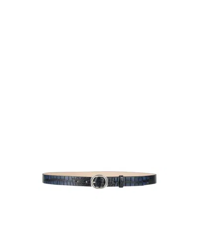 Rag & Bone Crocodile-print Belt In Blue