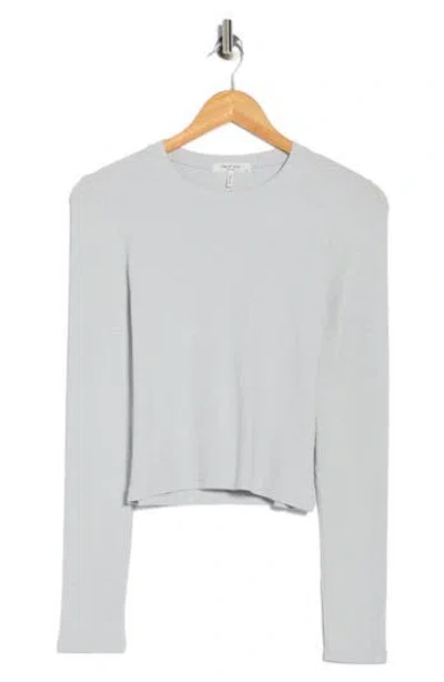 Rag & Bone Cropped Long Sleeve Ribbed T-shirt In Brown
