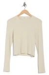 Rag & Bone Cropped Long Sleeve Ribbed T-shirt In White