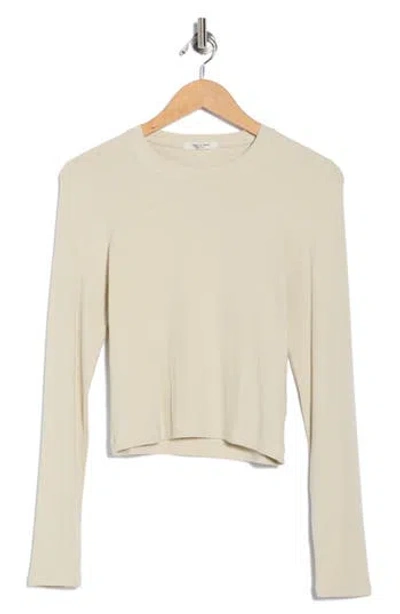 Rag & Bone Cropped Long Sleeve Ribbed T-shirt In White