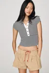 Rag & Bone Cropped Polo Tee In Black