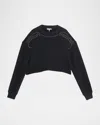 Rag & Bone Studded Vintage Terry Crop Sweatshirt In Black