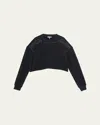 Rag & Bone Studded Vintage Terry Crop Sweatshirt In Black