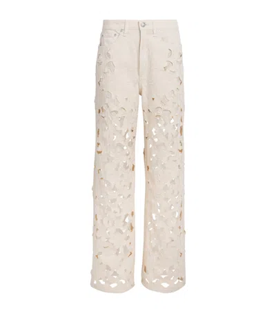 Rag & Bone Cut-out Logan Mid-rise Wide-leg Jeans In White