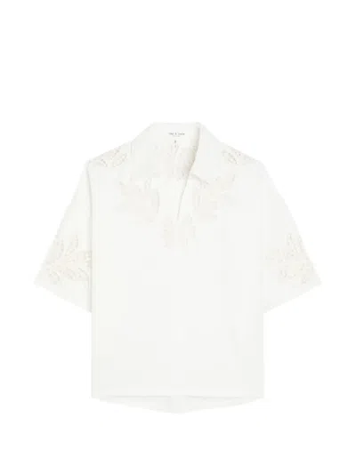 Rag & Bone Cut-out Floral-embroidery Shirt In White