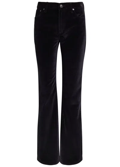 Rag & Bone Dahlia Flared-leg Velvet Trousers In Black