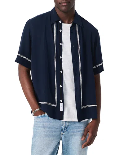 Rag & Bone Lapel Short-sleeved Shirt In Blue