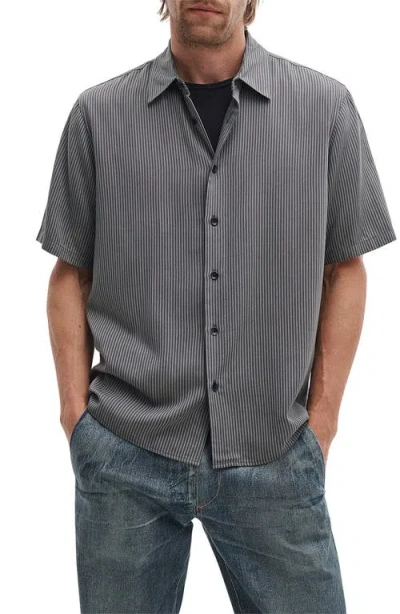 Rag & Bone Dalton Jacquard Short Sleeve Button-up Shirt In Gray