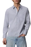 Rag & Bone Dalton Mixed Stripe Hemp & Cotton Button-up Shirt In Blue