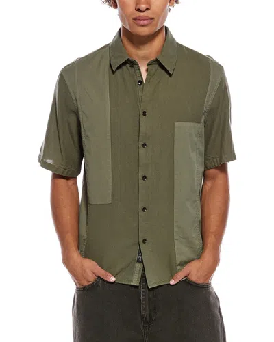 Rag & Bone Dalton Patchwork Cotton And Lyocell-blend Twill Shirt In Green