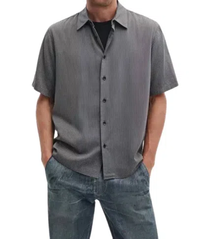 Rag & Bone Dalton Short Sleeve Jacquard Shirt In Grey In Transparent