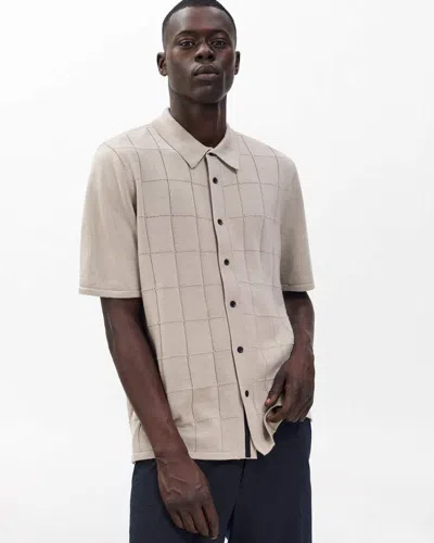 Rag & Bone Dalton Wool Blend Short Sleeve Knit Button-up Shirt In White