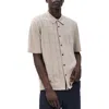 Rag & Bone Dalton Wool Blend Short Sleeve Knit Button-up Shirt In Neutral