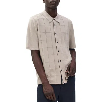 RAG & BONE RAG & BONE DALTON WOOL BLEND SHORT SLEEVE KNIT BUTTON-UP SHIRT
