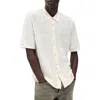 Rag & Bone Dalton Wool Blend Short Sleeve Knit Button-up Shirt In White