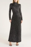 Rag & Bone Danni Sequin Long Sleeve Maxi Sweater Dress In Black
