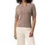 Rag & Bone Darcey Cotton Cash Short Sleeve Polo Shirt In Dark Taupe In Neutral