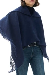 Rag & Bone Darcey Cowl Neck Wool Poncho In Blue