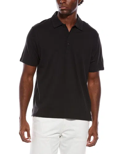 Rag & Bone Darien Linen-blend Polo Shirt In Black