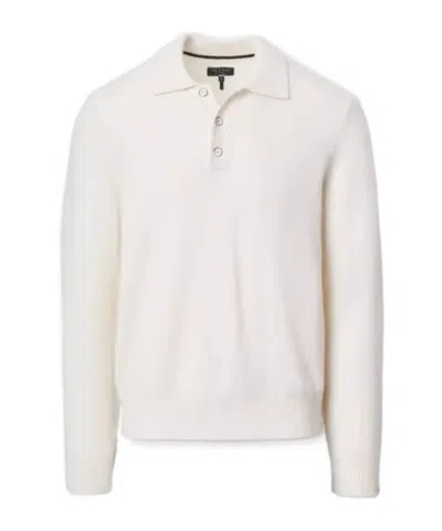 Rag & Bone Declan Cashmere Polo Sweater In White