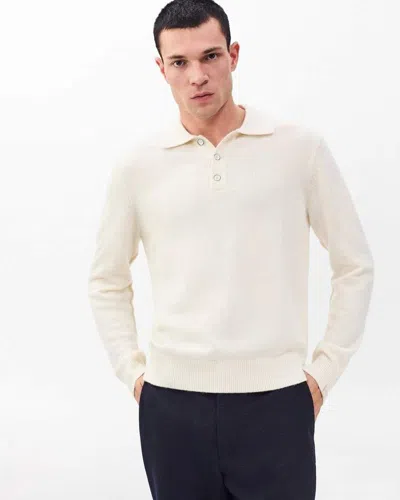 Rag & Bone Declan Cashmere Polo Sweater In White
