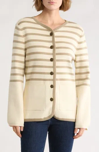 Rag & Bone Dee Stripe Long Cardigan In Neutral