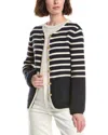 Rag & Bone Dee Stripe Long Cardigan In Black