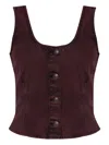 Rag & Bone Poppy Button-front Denim Tank Top In Brown